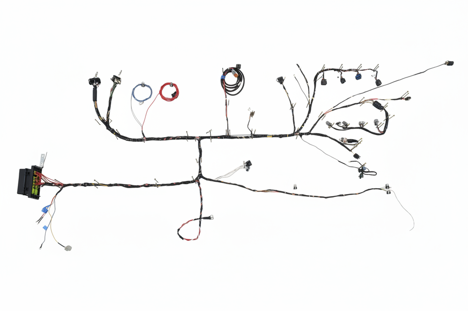 Clean wiring harness with background removed